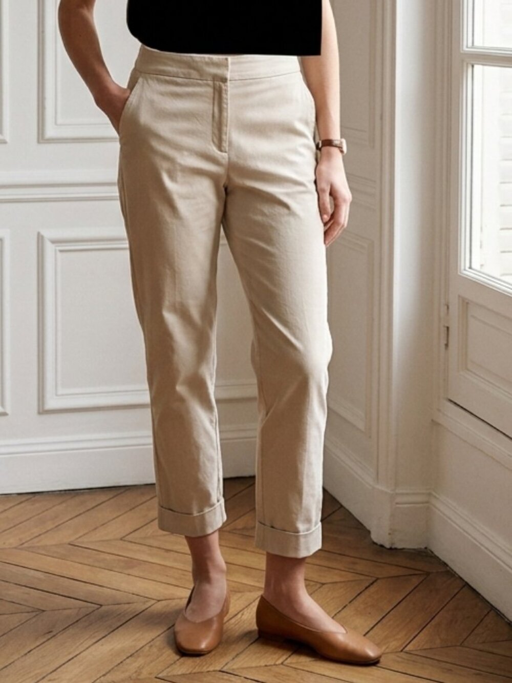 Ann Taylor Linen Blend Beige Dress Capri Pants Size 12